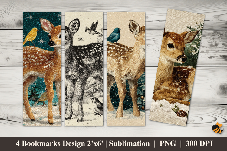 Vintage Deer Bookmarks Sublimation Design