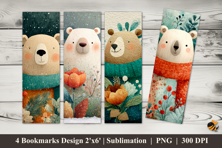 Winter Bear Bookmarks Sublimation Design