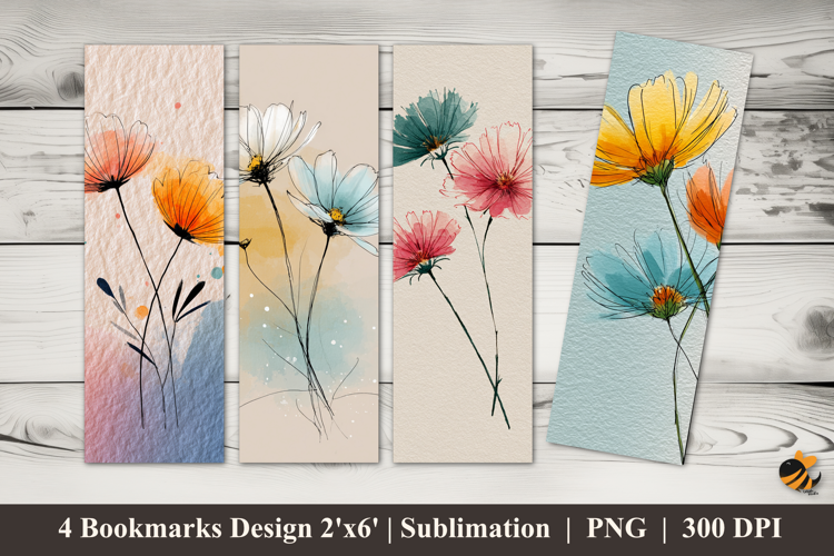 Sketch Flowers Bookmarks Sublimation Design