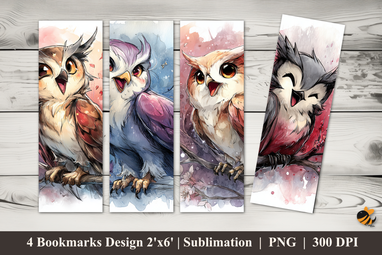 Happy Owl Bookmarks Sublimation Design