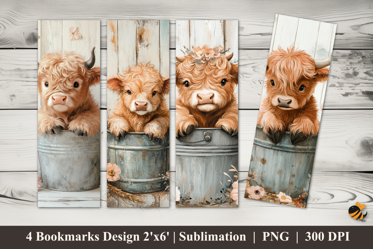 Cow In Bucket Bookmarks Sublimation Design
