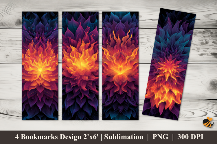 Fire Flowers Bookmarks Sublimation Design