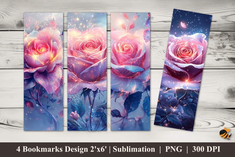 Sparkling Rose Bookmarks Sublimation Design