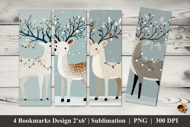 Reindeer Snowflake Bookmarks Sublimation Design