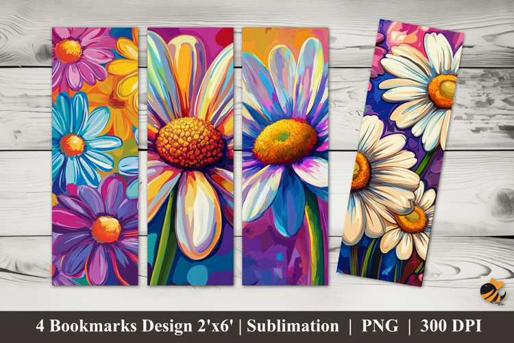 Colorful Aster Flowers Bookmarks Sublimation Design