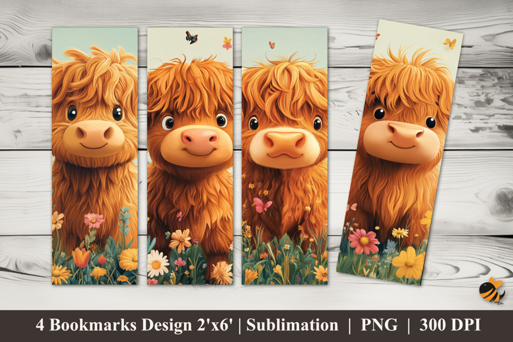 Cute Calf Bookmarks Sublimation Design