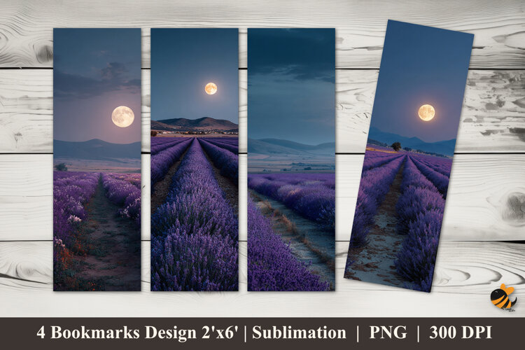 Lavender at Night Bookmarks Sublimation Design example image 1