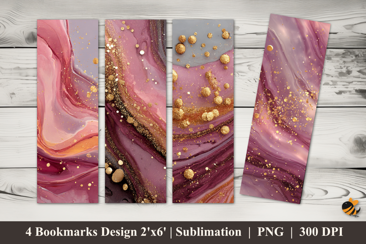 Glittering Pink Gold Bookmarks Sublimation Design