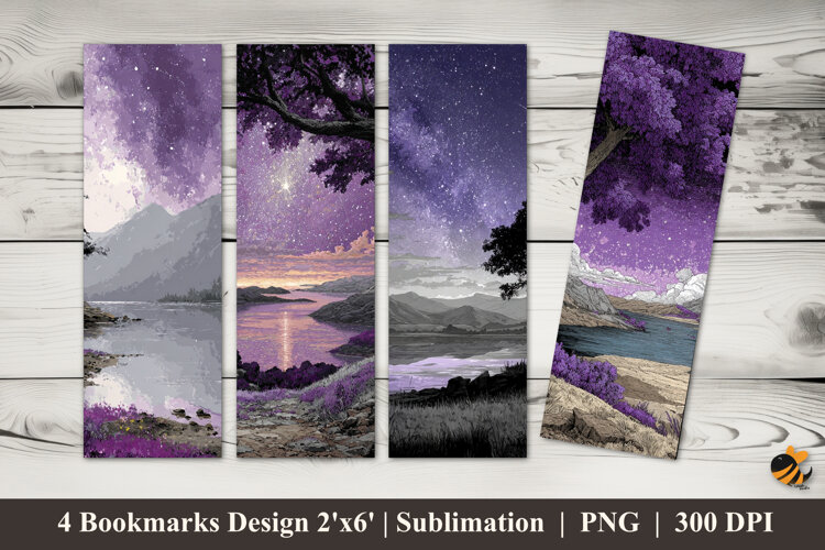 Mountain Lake Bookmarks Sublimation Design example image 1