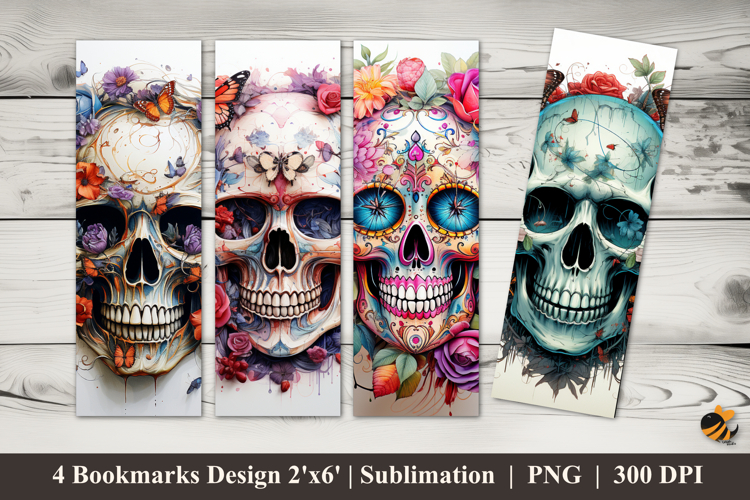 Butterfly Skull Bookmarks Sublimation Design
