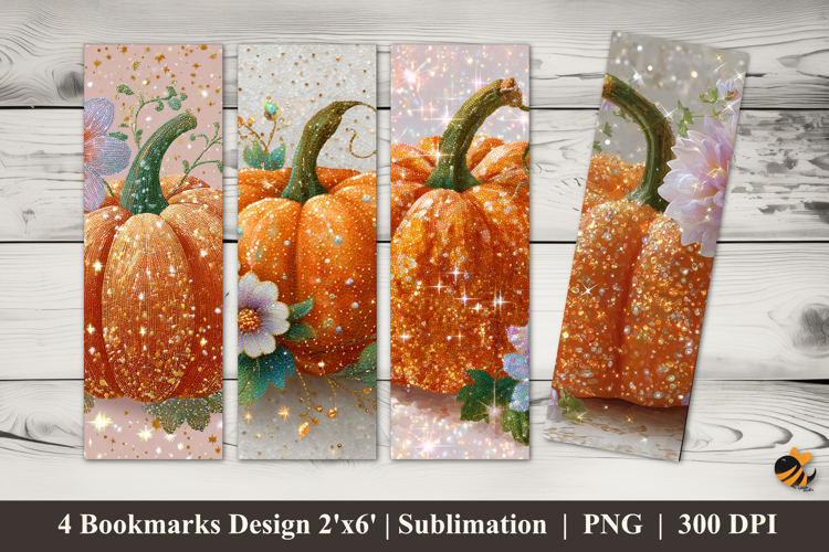 Golden Pumpkin Bookmarks Sublimation Design