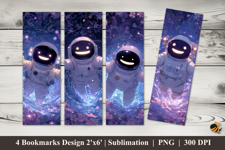 Astronaut Fantasy Bookmarks Sublimation Design example image 1