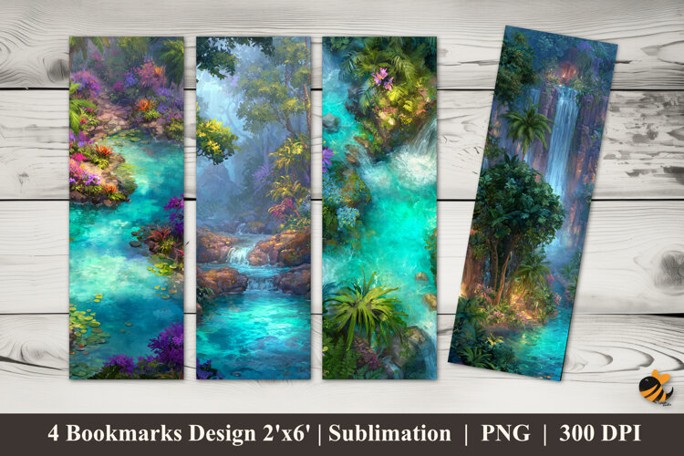 Stunning Waterfall Bookmarks Sublimation Design example image 1