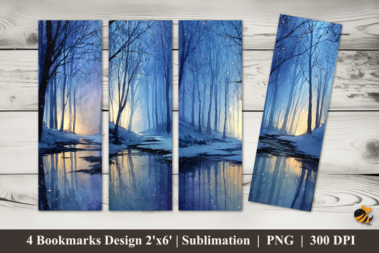 Snow at Night Bookmarks Sublimation Design