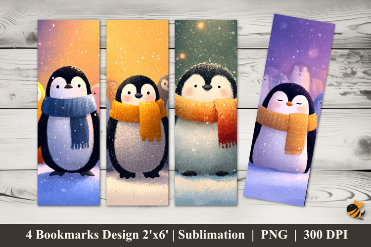 Family of Penguins Bookmarks Sublimation Design