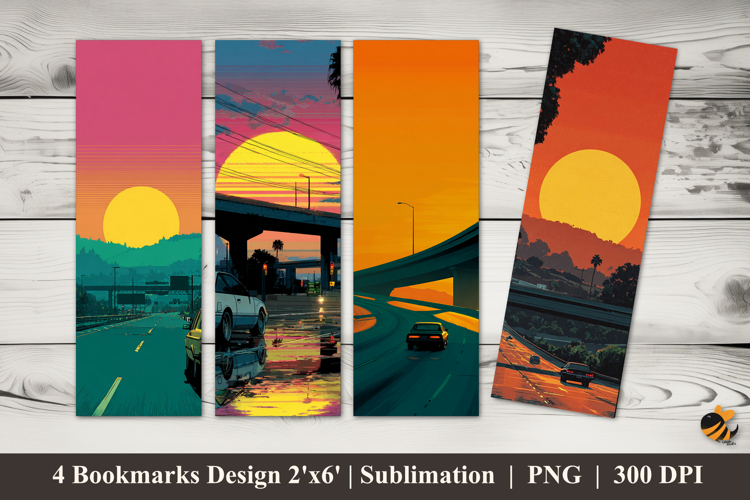 Sunset Run Bookmarks Sublimation Design