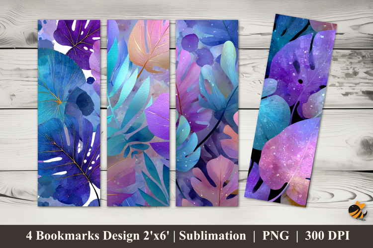 Purple Leaf Bookmarks Sublimation Design