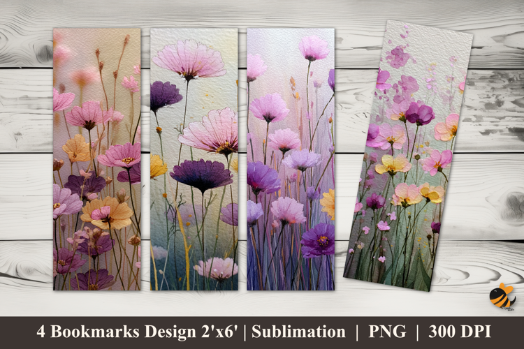 Purple Wildflowers Bookmarks Sublimation Design