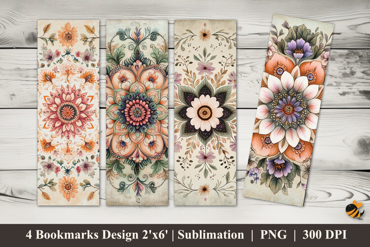 Blossoming Bookmarks Sublimation Design example image 1