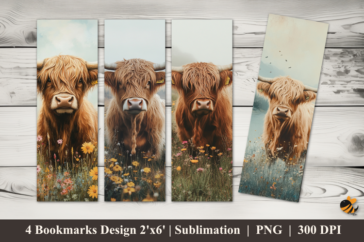 Mountain Cow Bookmarks Sublimation Design
