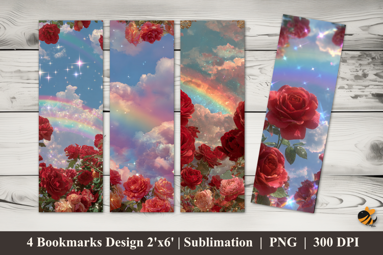 Blooming Roses Bookmarks Sublimation Design