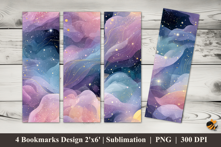 Soft Starry Colors Bookmarks Sublimation Design