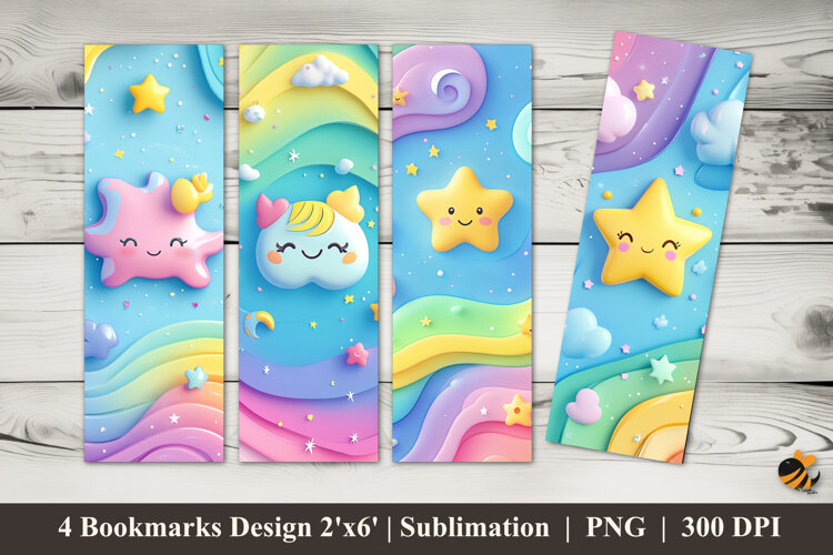 Starry Bookmarks Sublimation Design example image 1