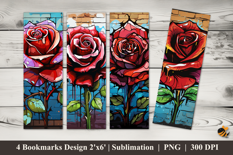 Rose Graffiti Bookmarks Sublimation Design