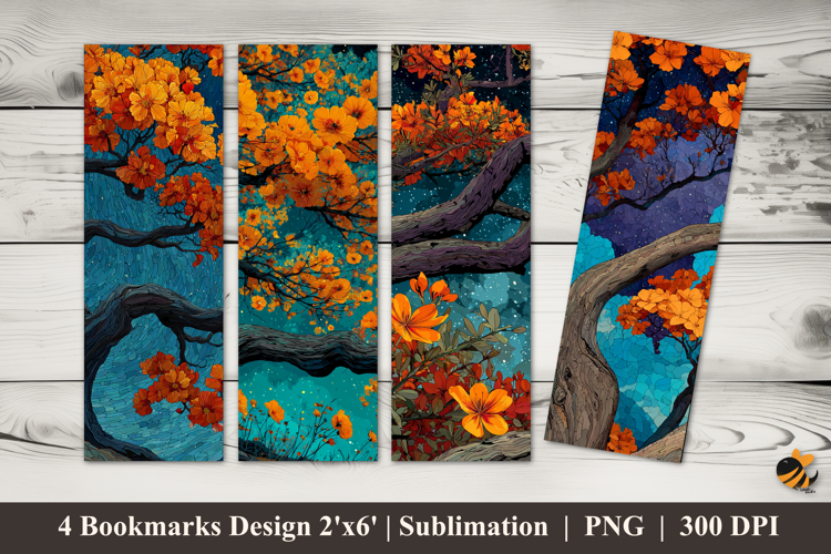 Tree Flowers Bookmarks Sublimation Design
