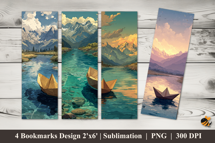 Paper Boat Bookmarks Sublimation Design