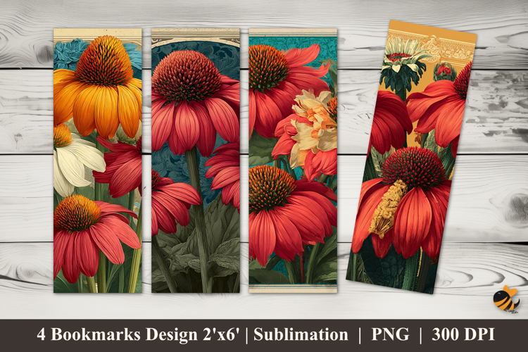 Vintage Flowers Bookmarks Sublimation Design