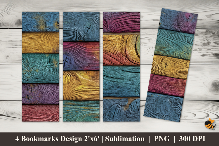 Pastel Color Wood Bookmarks Sublimation Design