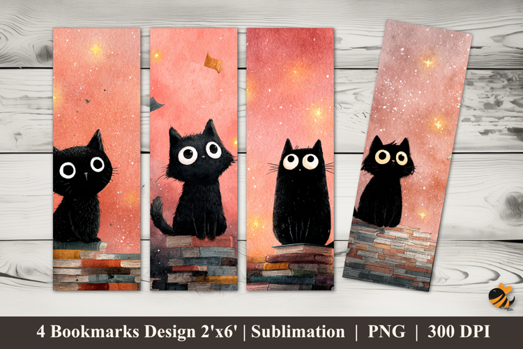 Naughty Black Cat Bookmarks Sublimation Design