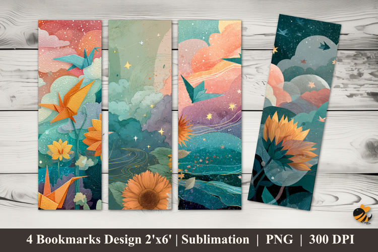 Blooming Sunflowers Bookmarks Sublimation Design example image 1