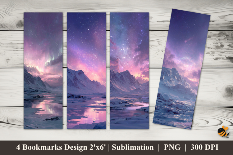 Aurora Light Purple Bookmarks Sublimation Design