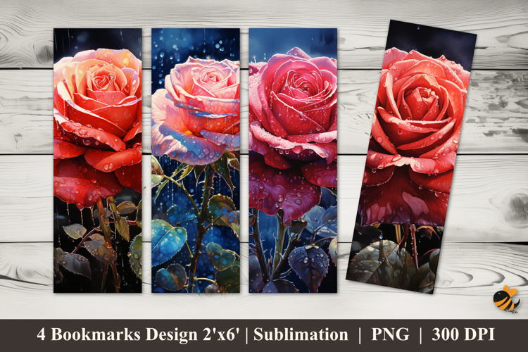 Rain Rose Bookmarks Sublimation Design