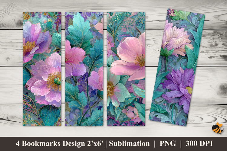 Pastel Flowers Bookmarks Sublimation Design