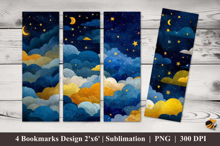 Cheerful Clouds Bookmarks Sublimation Design