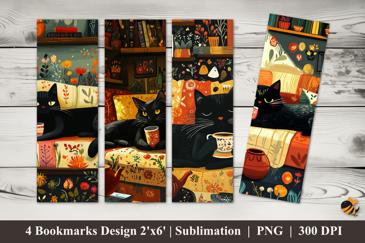 Coffee Cat Bookmarks Sublimation Design