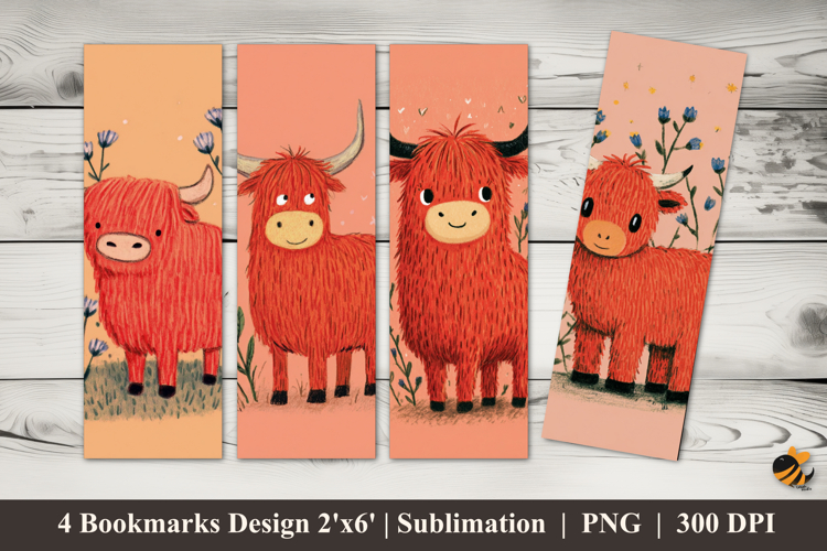 Orange Cow Bookmarks Sublimation Design