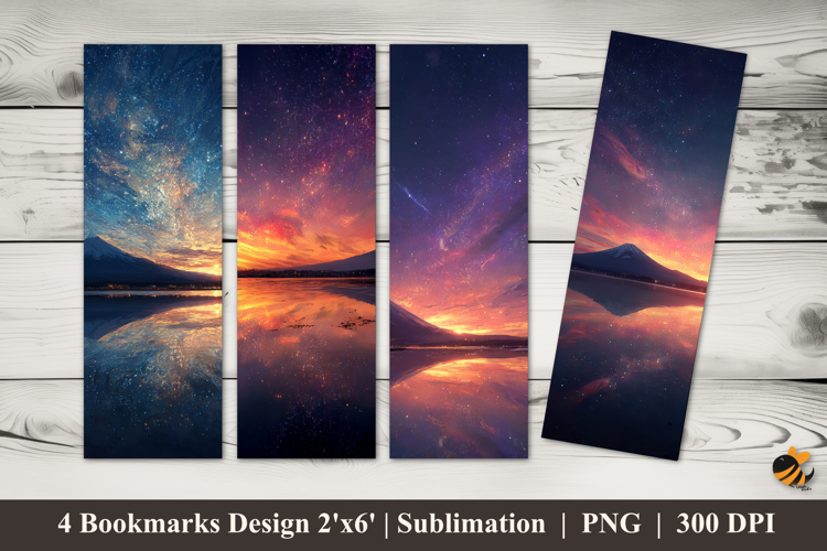 Astral Night on the Mountain Bookmarks Sublimation Design