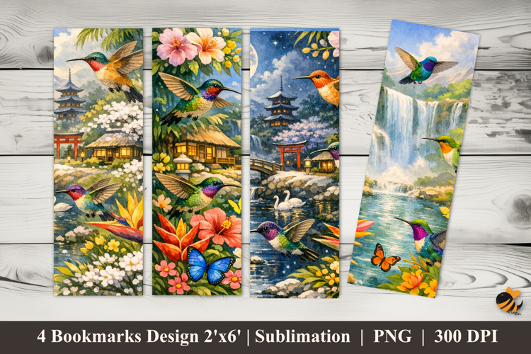 Hummingbird Park Bookmarks Sublimation Design