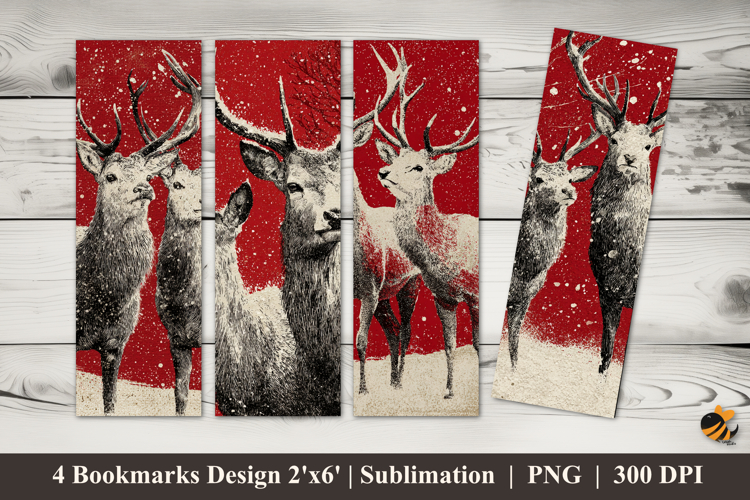 Winter Deer Bookmarks Sublimation Design