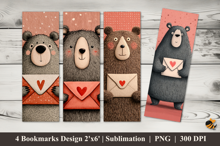 Valentine Bear Bookmarks Sublimation Design