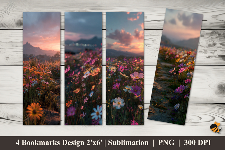 Rainbow Flowers Bookmarks Sublimation Design