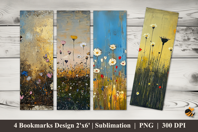 Vintage Wildflowers Bookmarks Sublimation Design