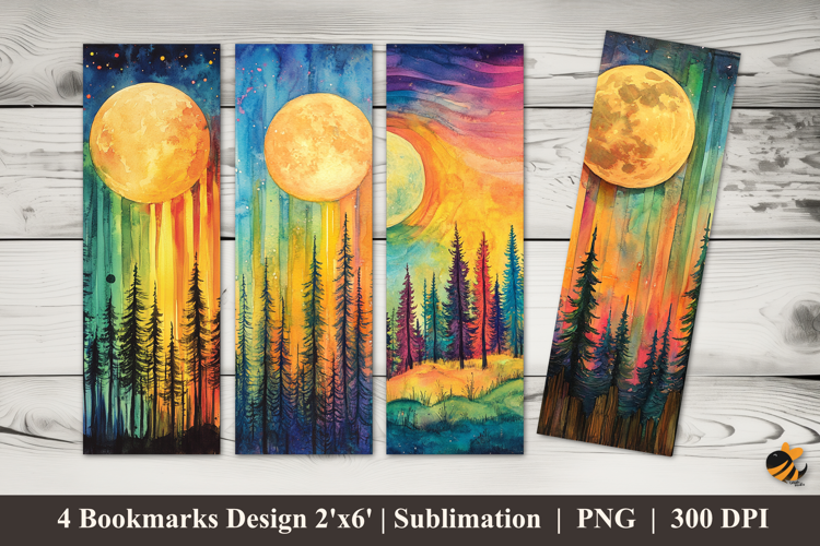 Aurora Moon Bookmarks Sublimation Design