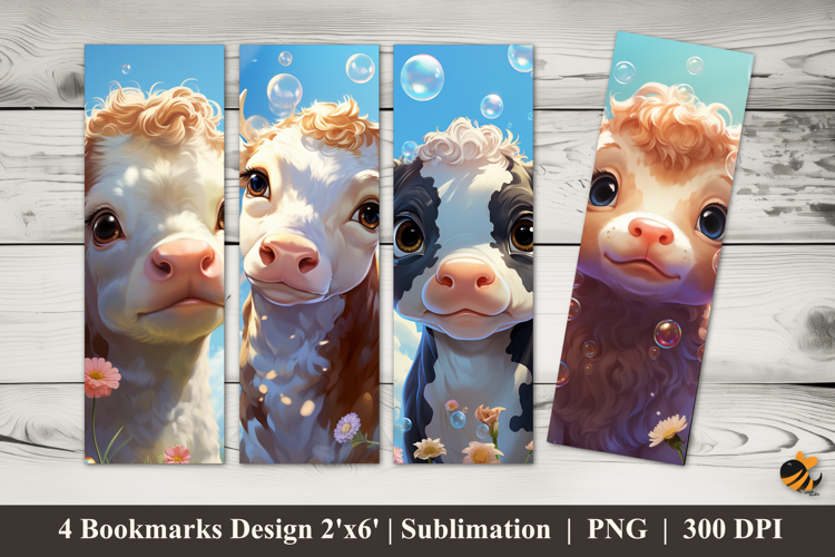 Bubbly Cow Bookmarks Sublimation Design