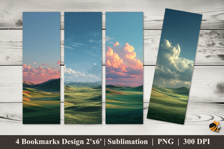 Calm Rolling Hills Bookmarks Sublimation Design