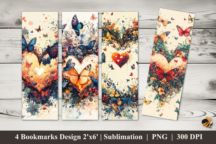 Flock of Butterflies Bookmarks Sublimation Design example image 1